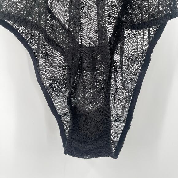 VICTORIA'S SECRET Bodysuit Size Small Lace Lingerie Black Plunge Sexy Strappy - Picture 11 of 12